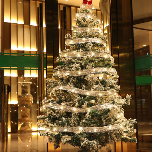 LED Ribbon Christmas Tree Light Warm Light Christmas Tree Decorations DIY Light Up Ribbon Fairy String Lights for Party Weddings