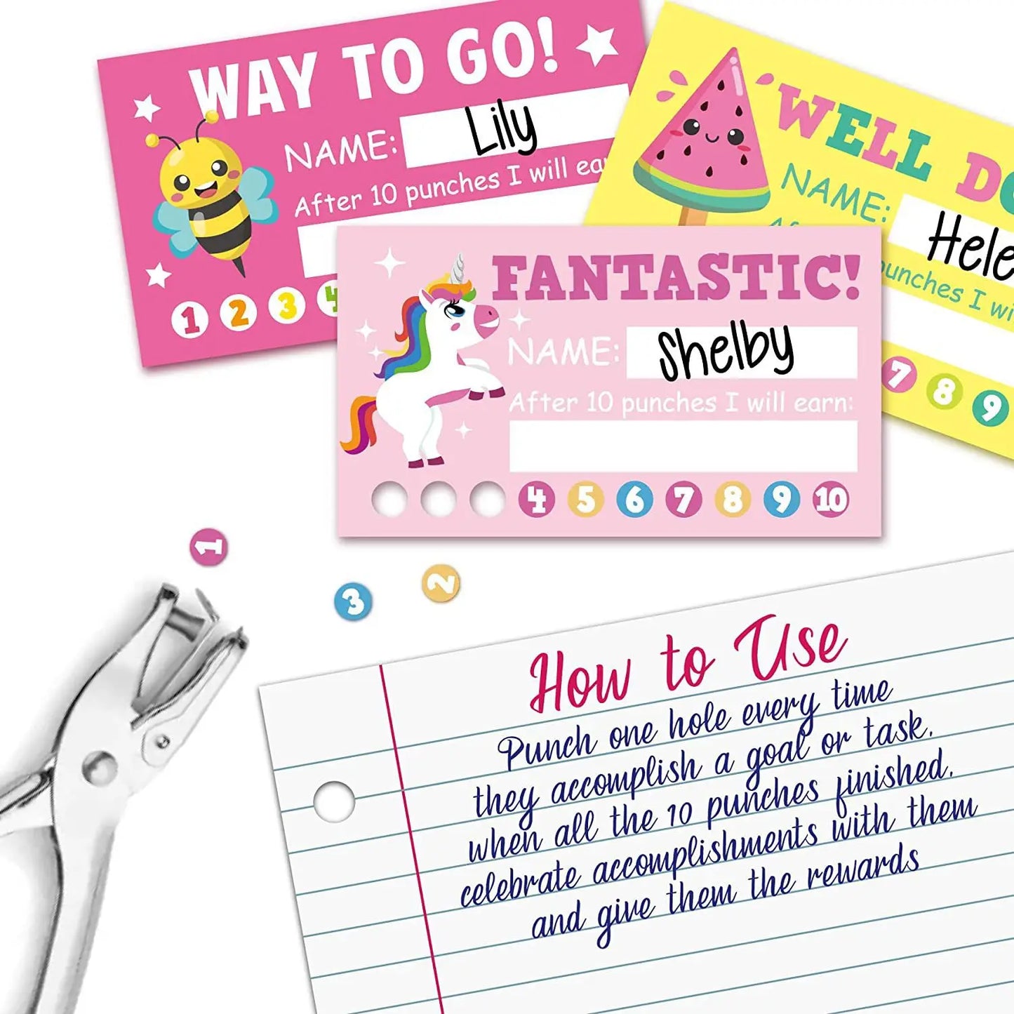 50Pcs Cartoon Kids Reward Incentive Punch Cards For Teacher