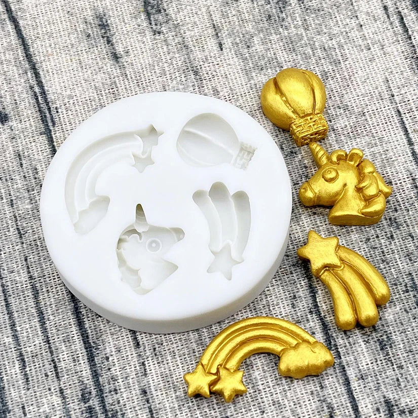 Unicorn Rainbow Hot Air Balloon Silicone Mold – Cake Decorating Tool