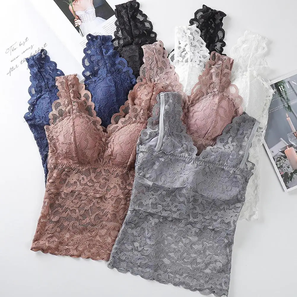 Women's Lace See-through Pads Tank