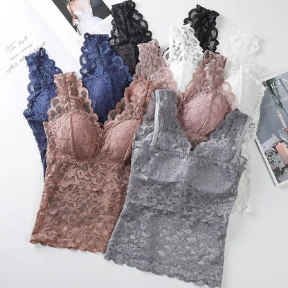 Women's Lace See-through Pads Tank