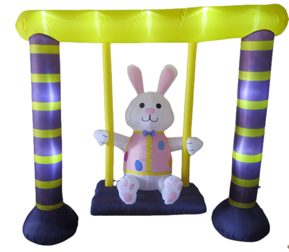 Easter Inflatable Outdoor Toys Easter Bunny Family Eggs Carrot with Build-in LEDs Blow Up Decorations for Party Yard Garden Lawn
