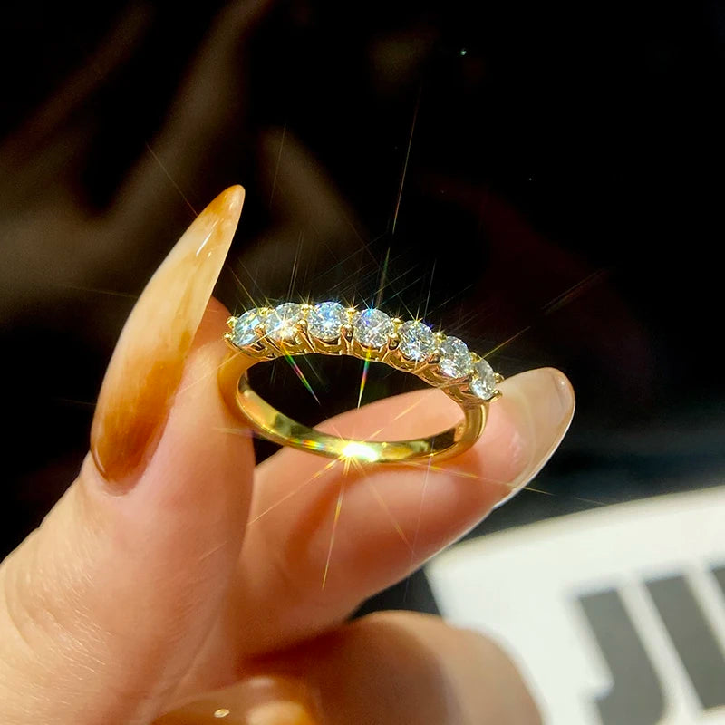 Moissanite Ring 925 Sterling Silver Diamond Eternity Band Engagement Wedding Rings for Women Luxury Quality Jewelry