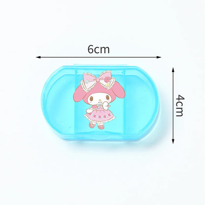 Cartoon Hello Kitty My Melody Plastic Pill Box Mini Tablet Case Anime Kawaii Portable Travel Medicines Storage Case Container