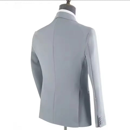 Men’s Double‑Breasted Suit Set – Metal Buckle Edition (Blazer + Trousers)
