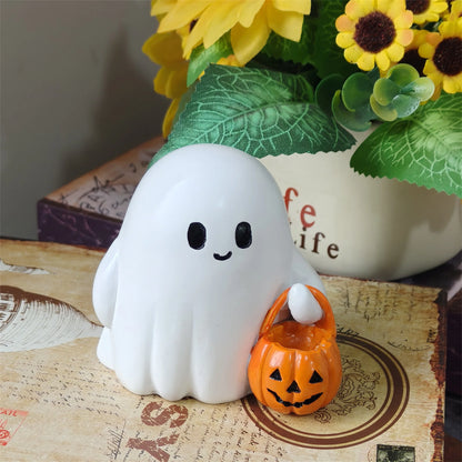 Spooky Halloween Pumpkin Adorable Resin Tabletop Decoration for Home Office Desk Art Display Gift Idea