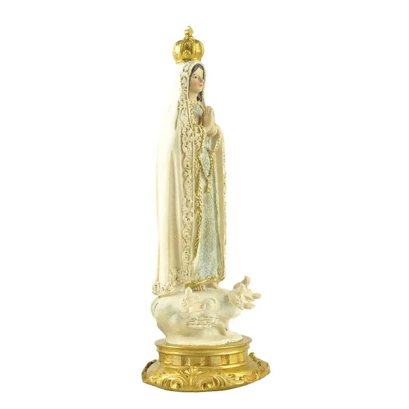 Our Lady of Fatima Blessed Virgin Mother Mary Catholic Religious Gifts 8 Inch Colored Resin Statue Figurine