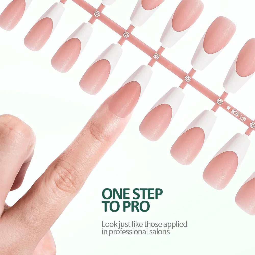 150PCS Short Coffin Press on Nails 3 in 1 Coat Soft Gel Nail Tips French Tip 15 Sizes