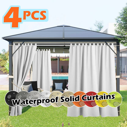 4 Panels Outdoor Curtains, Waterproof & UV-Resistant Tab Top Design for Porch, Pergola, Cabana, Gazebo Decor