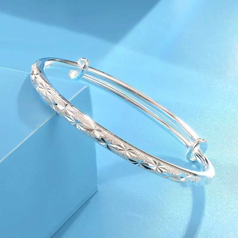 Luxury 925 Sterling Silver Bracelets For Women Vintage Original Starry Sky Carving Adjustable Bangles Party Wedding Fine Jewelry