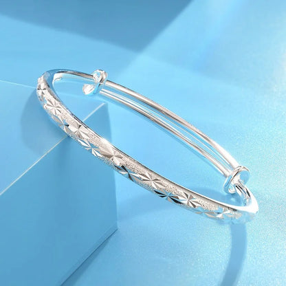Luxury 925 Sterling Silver Bracelets For Women Vintage Original Starry Sky Carving Adjustable Bangles Party Wedding Fine Jewelry