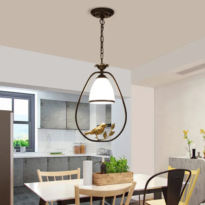 American Country Chandelier E27 Iron Glass Lamps and Lanterns Modern Dining Room Living Room Aisle Dining Table Hanging Lamp