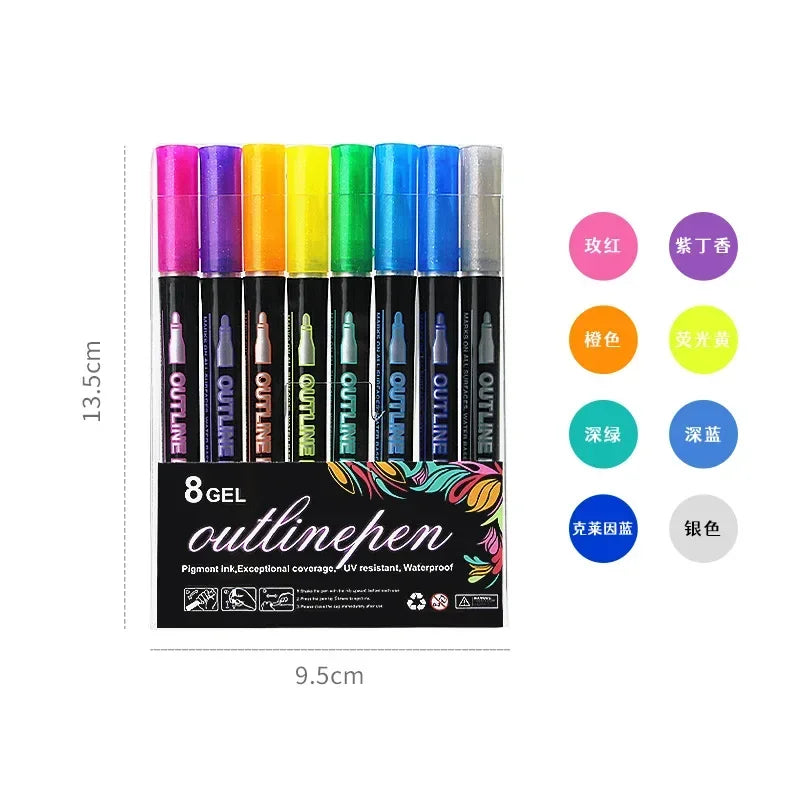 Double Line Highlighter Art Pens 36 Color