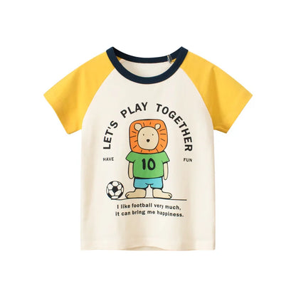 OLEKID 2025 Summer Stripe Children Boys T-shirts Printed Letter 2-8 Years Kids Little Boy Tops Short Sleeve Toddler Tees Clothes