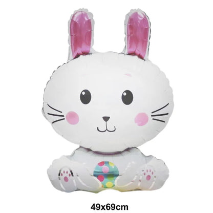 Cute Cartoon White Bunny Aluminum Foil Balloons Rabbit Happy Easter Party Decoration Supplies Children Favor Birthday Party Gift