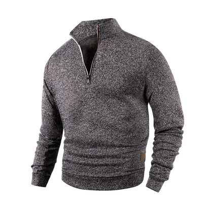 Spring Autumn Fashion High Neck Half Zipper Long Sleeve Sweatshirts Men's Casual Knitted Pullovers Daily Warm Coats