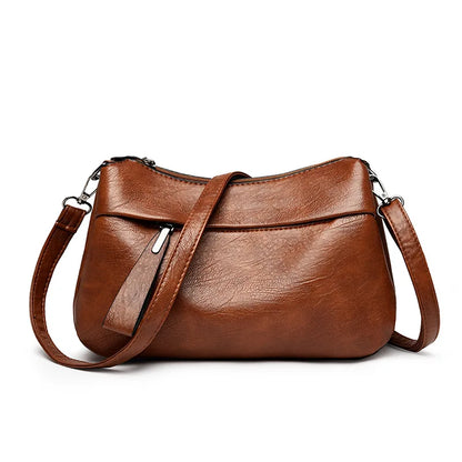 New Women's Shoulder Purse Bag Fashion Atmosphere Crossbody Messenger Bag Women's Large-capacity Mother Handbag Soft Leather Bag