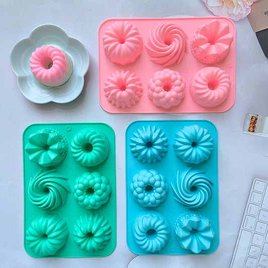 1/3pcs Silicone Donut Baking Molds,Multicolor Doughnut Pans,6-Cavity Designs Donut Flower And Swirl Shaped,Suitable for Baking