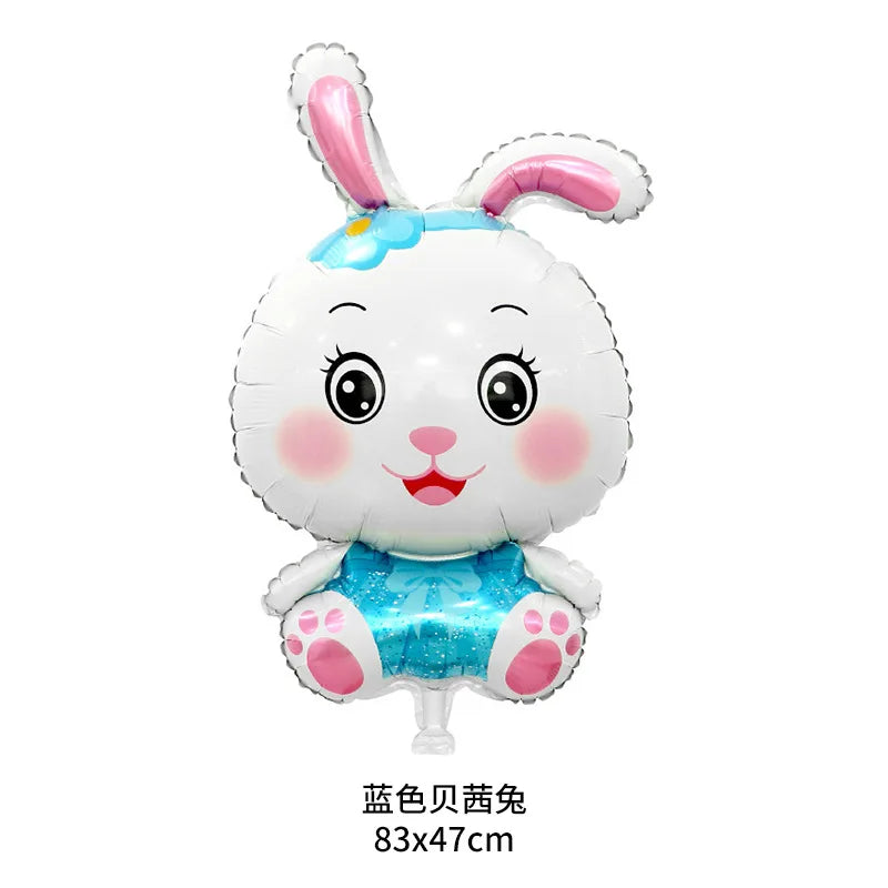 Cute Cartoon White Bunny Aluminum Foil Balloons Rabbit Happy Easter Party Decoration Supplies Children Favor Birthday Party Gift