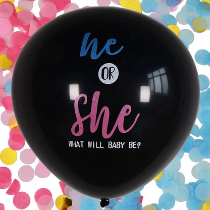 1 Set Giant Boy Or Girl Gender Reveal Black Latex Baby Shower Confetti Ballons