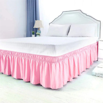 Pretty Comfort Ruffles Bed Skirts With Double Layers Elastic Belts-Wrinkle & Fade Resistant Fabric-15 and 18 Inch Height