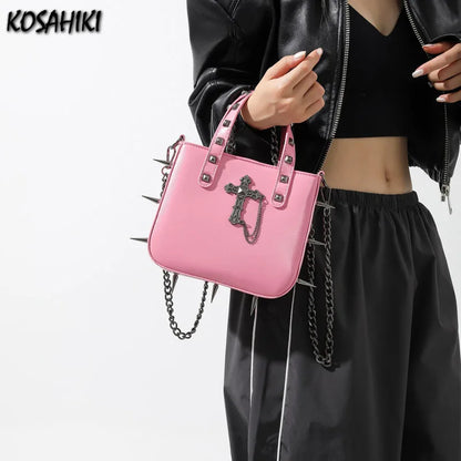 Harajuku Punk Skeleton Chain Crossbody – Spicy Girls Gothic Aesthetic Shoulder Bag