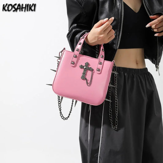 Harajuku Punk Skeleton Chain Crossbody – Spicy Girls Gothic Aesthetic Shoulder Bag