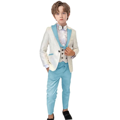 Classic Boy's Suit Set 3 Pieces Paisley Long Sleeves Formal Tuxedo For Kids From 3 to 14 Years (Wedding Flower Boy)