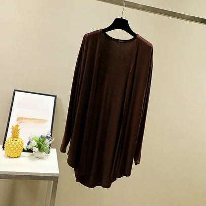 Modal Cardigan Long sleeves Plus size Summer Spring Loose Air-conditioned Top Open-front sun-proof clothing