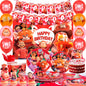 Turning Red Party Supplies – 113‑Piece Decoration Set (Plates, Tablecloth, Balloons & More)
