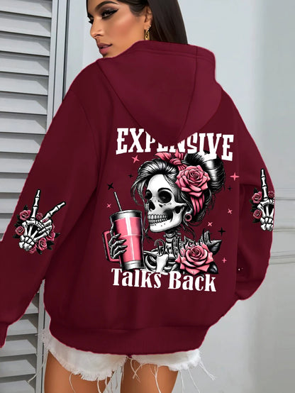 Women's Loose Multicolor Pullovers Fleece Pocket Hoody