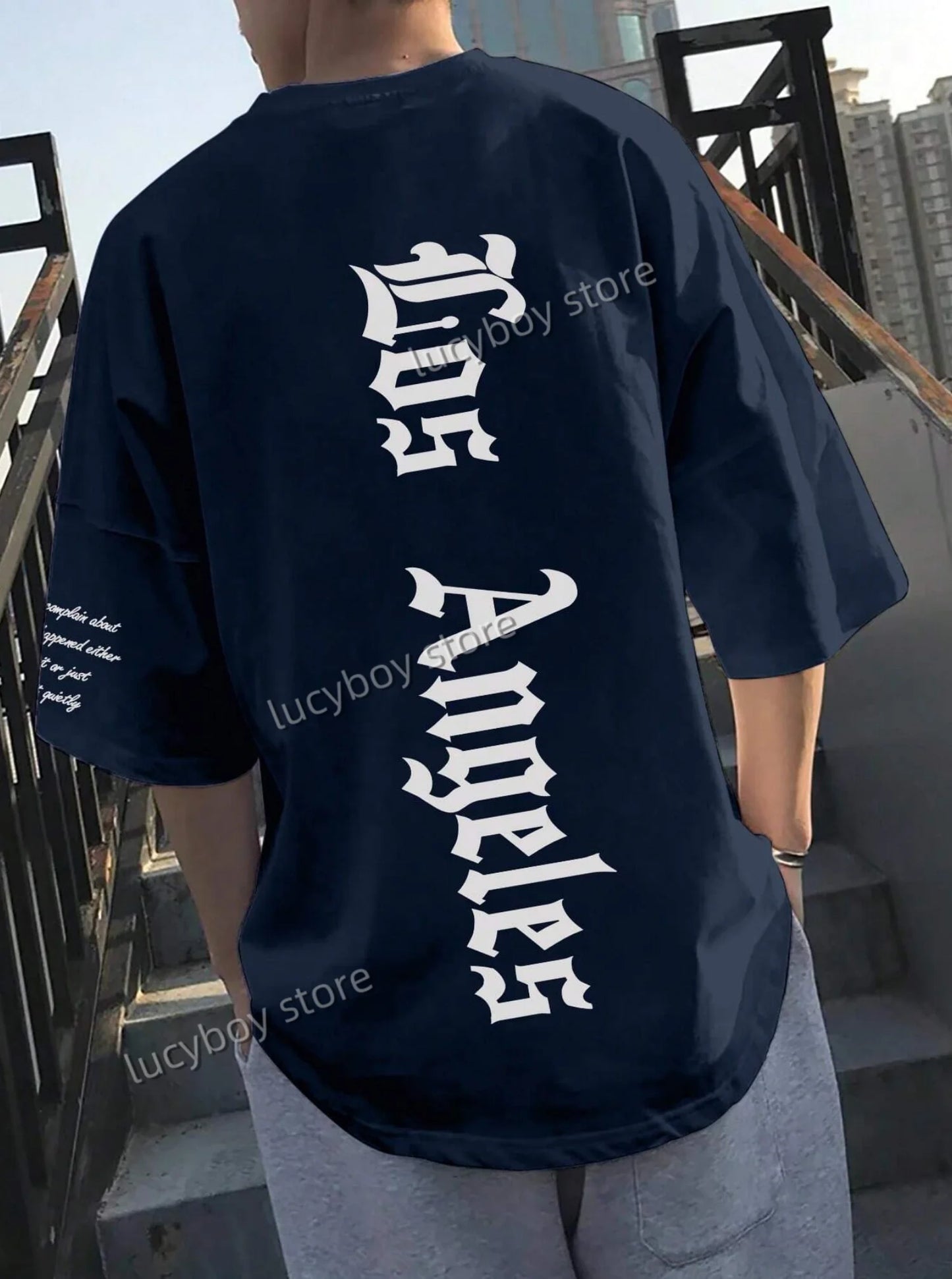 Men’s LOS ANGELES Print T‑Shirt – Loose Fit Short Sleeve