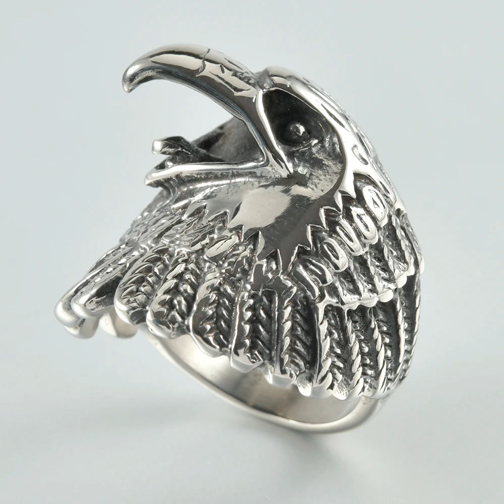 1PC Stainless Steel Vintage Punk Skull Cross Eagle Mens Ring Finger Jewelry Hip Hop Rock Culture Ring Unisex Male Party Ring