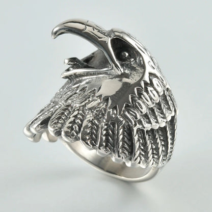 1PC Stainless Steel Vintage Punk Skull Cross Eagle Mens Ring Finger Jewelry Hip Hop Rock Culture Ring Unisex Male Party Ring