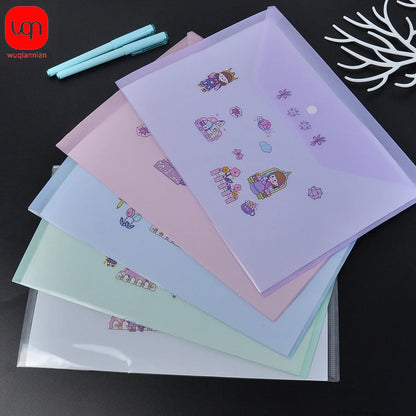 5pcs Plastic Transparent Document Storage Folder  Bag 16C -A4 Paper Size