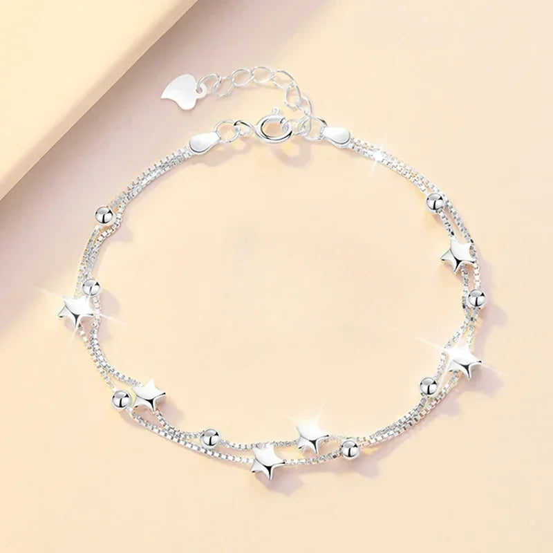 925 Sterling Silver Full-blown Flowers Bracelet For Women Original Texture Adjustable Solid Bracelets Light Luxury Party Jewelry