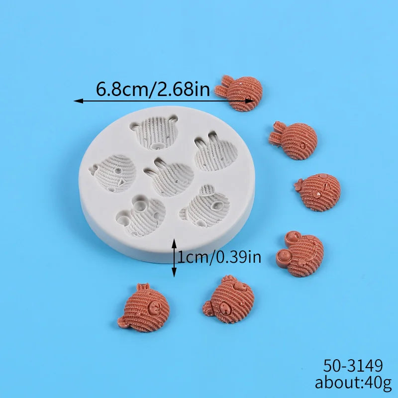Bear Silicone Mold Cake Topper Fondant Chocolate Candy Cupcake Baking Cake Decorating Tools Polymer Clay Gum Paste Mold