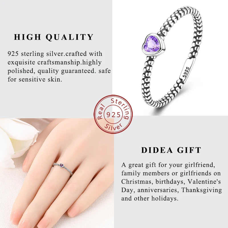 Rings Original 925 Sterling Silver Rings Simple Zircon Heart Ring For Wedding Valentine's Day Women Ring Jewelry Gift