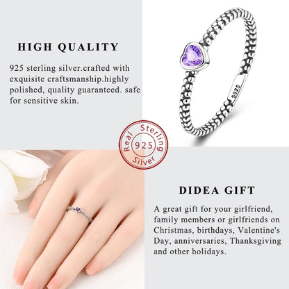 Rings Original 925 Sterling Silver Rings Simple Zircon Heart Ring For Wedding Valentine's Day Women Ring Jewelry Gift