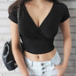 Sexy V-neck Short Sleeve Crop Top for Women