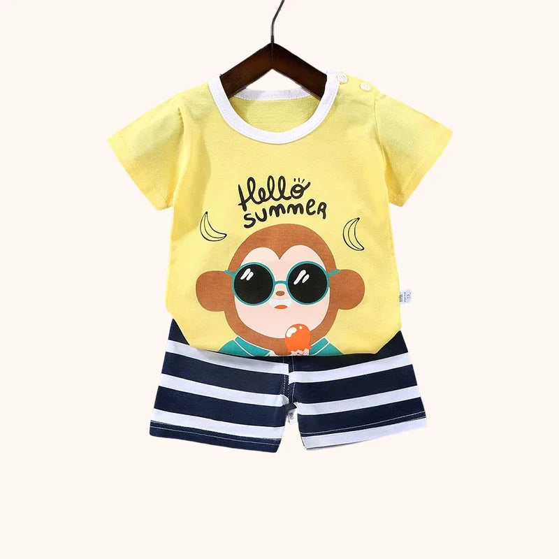 2Pc Children's Boys Girl T-shirt Shorts Summer Sets