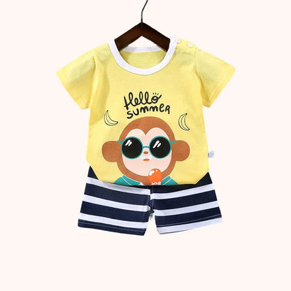 2Pc Children's Boys Girl T-shirt Shorts Summer Sets