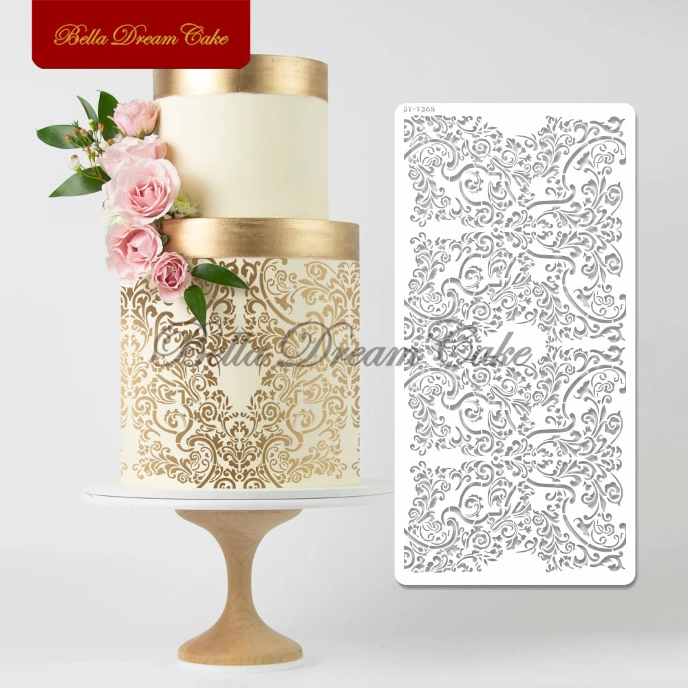 Various Flower Leaf Design Fondant Cake Stencil DIY Royal Cream Border Mold PET Drawing Template Cake Decorating Tools Bakeware
