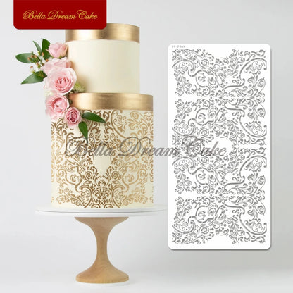 Various Flower Leaf Design Fondant Cake Stencil DIY Royal Cream Border Mold PET Drawing Template Cake Decorating Tools Bakeware