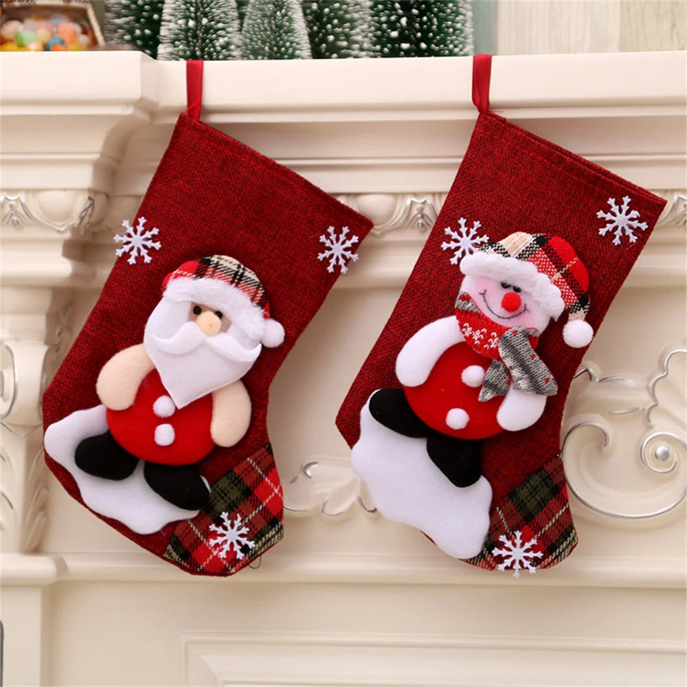 Christmas Hangings Classic Christmas Elements Printed Stocking