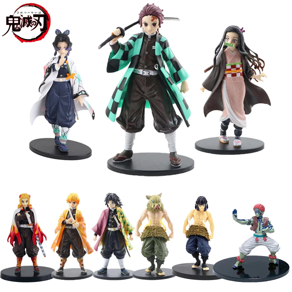 Anime Figure Kamado Tanjirou Nezuko Demon Slayer Figure Action Figures PVC Model Toys Zenitsu Figurine Inosuke Kimetsu No Yaiba