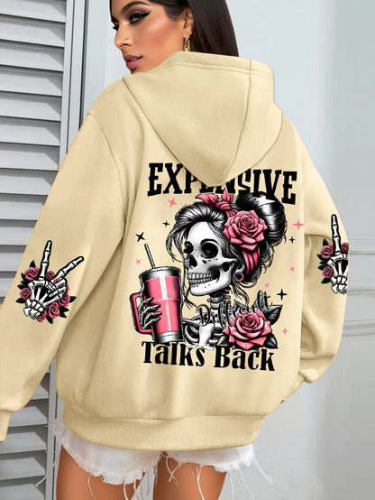 Women's Loose Multicolor Pullovers Fleece Pocket Hoody