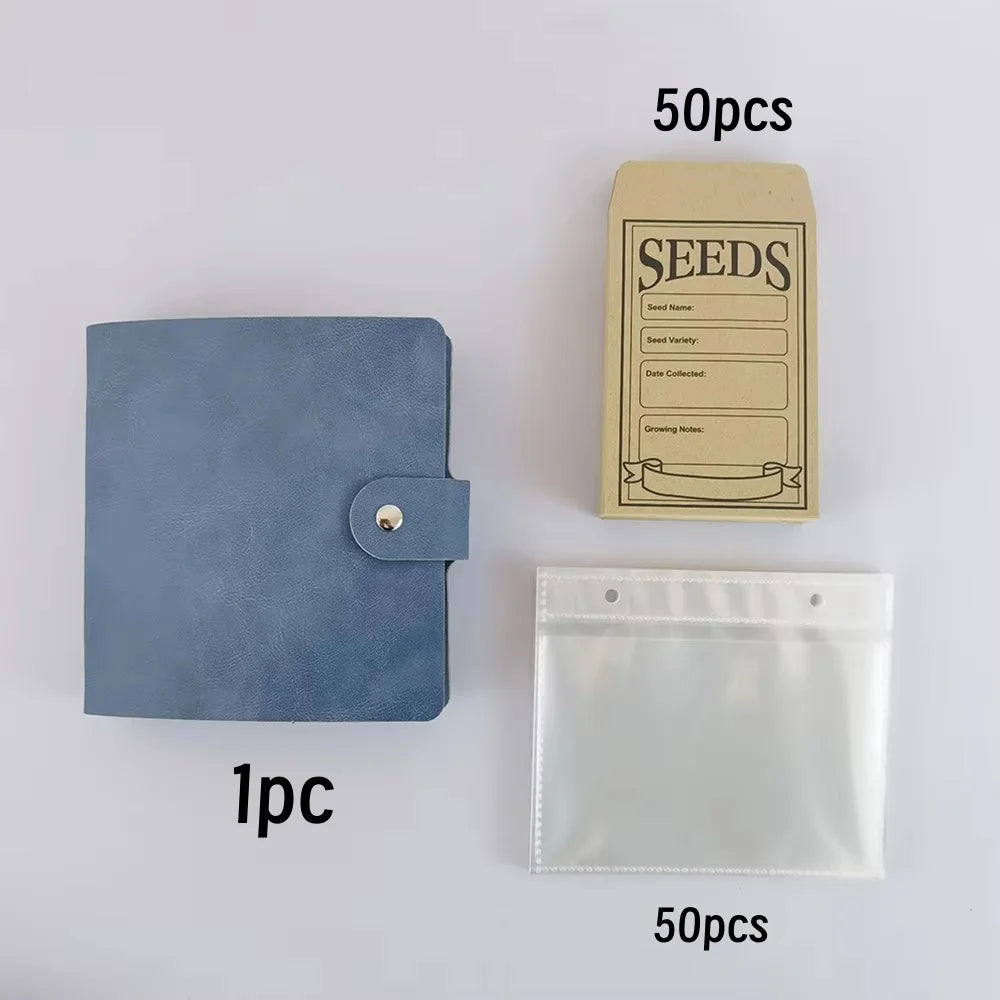 1 Set Garden Seeds Storage Organizers with 50pcs Self-Sealing Seed Envelopes Seed Organizer Binder Seed Packet Organizer
