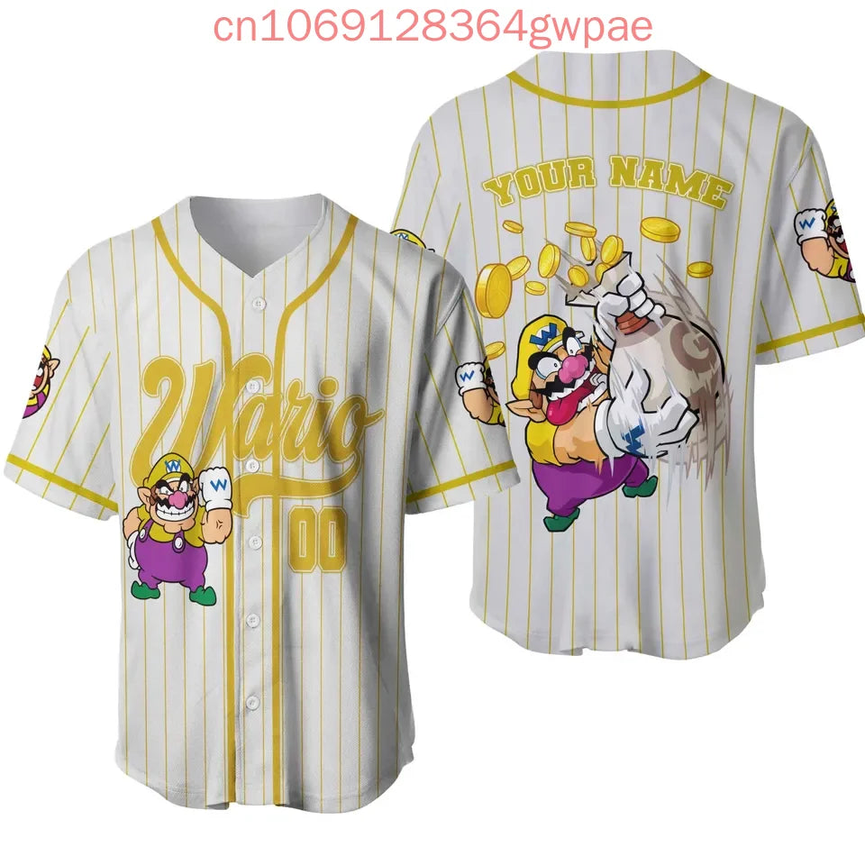 Super Mario Bros Donkey Kong Y2k Baseball Jersey Men's Women Short Sleeve Shirt Summer Casual Sports Kids Streetwear Tops