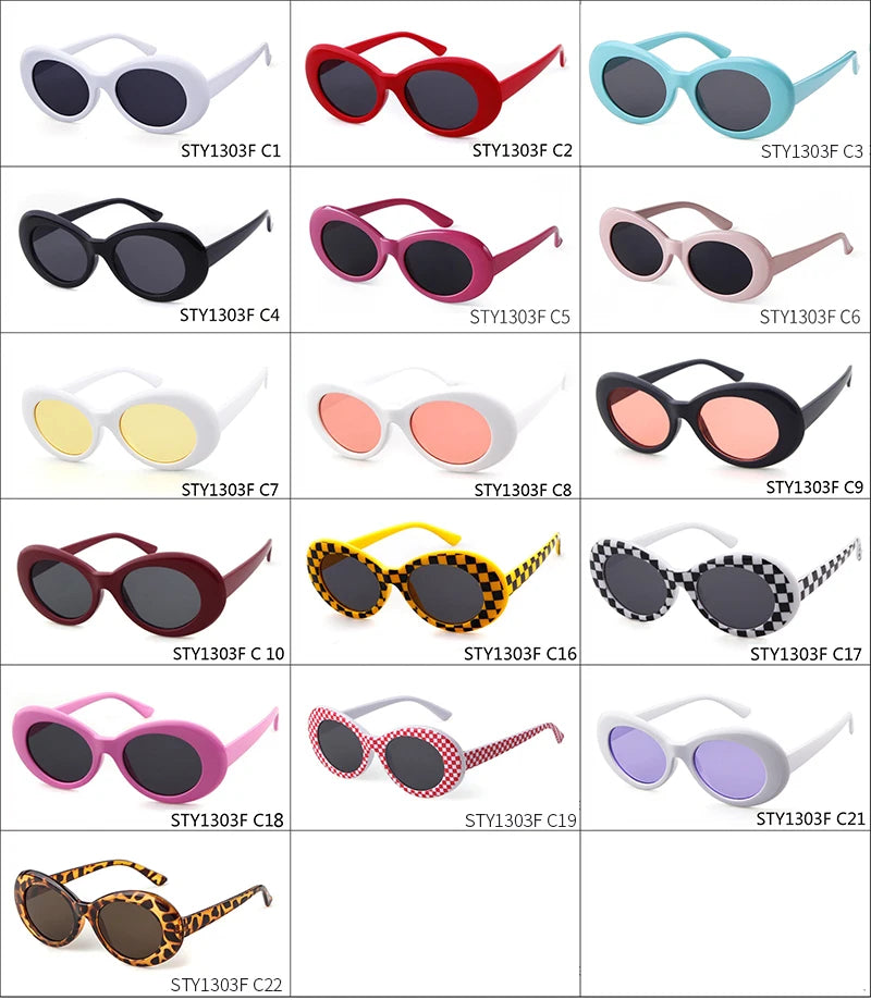 WHO CUTIE Vintage Small Oval Sunglasses Men Women Brand Designer 90S Retro White Leopard Frame Shades Sun Glasses OM524